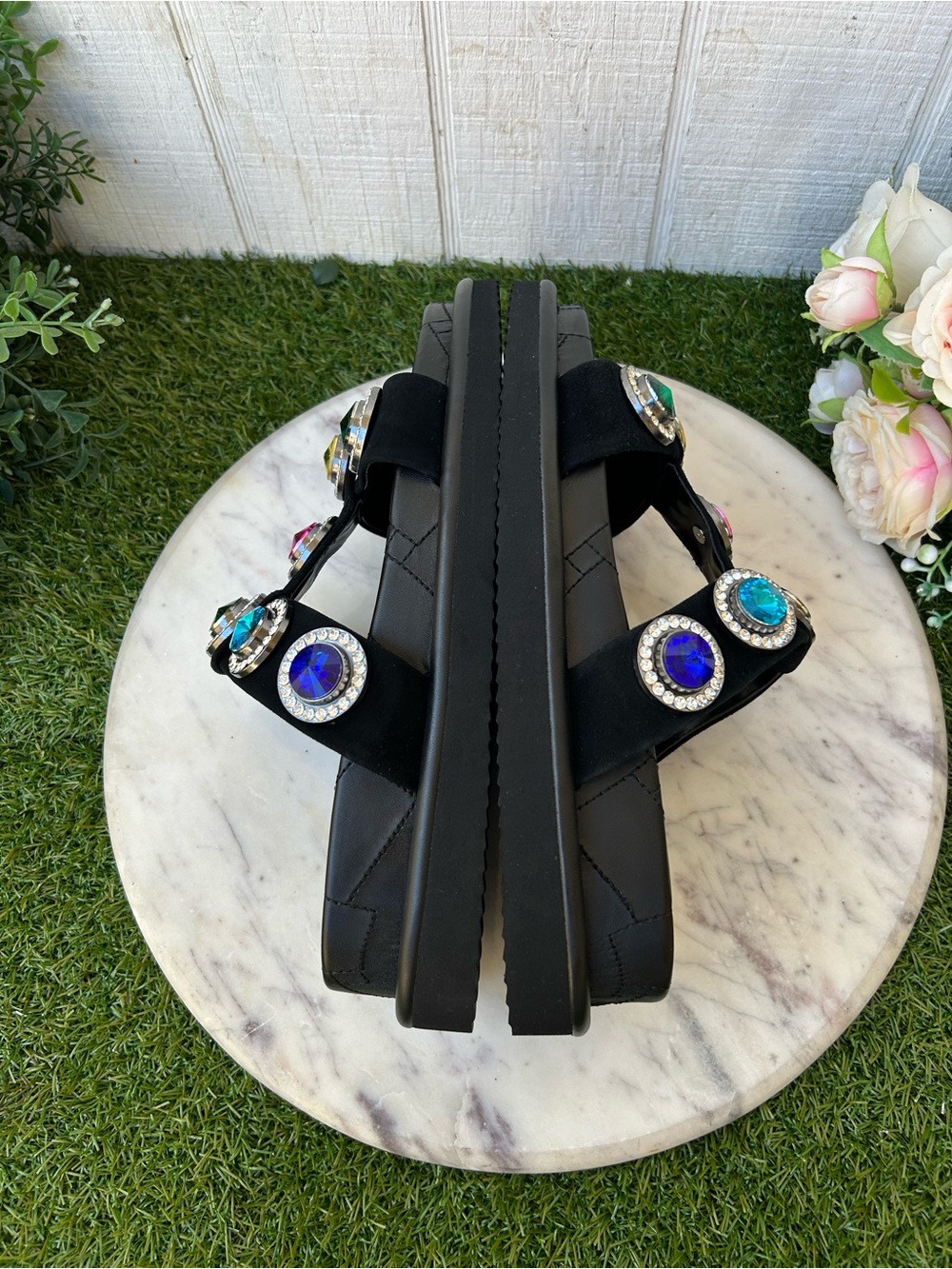 KURT GEIGER LONDON ORSON CRYSTAL SANDAL black 
$150  size 41 US 10.5 new /no box - Picture 13 of 16